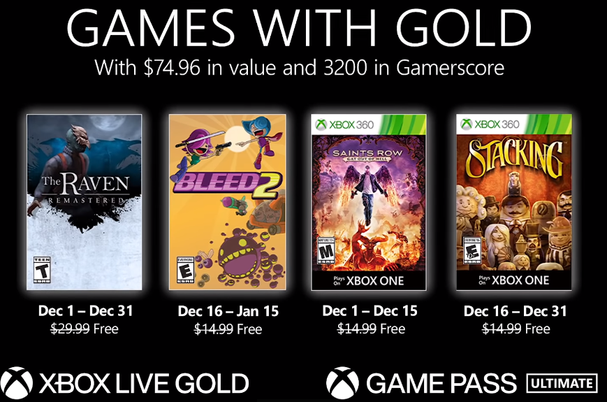 Games with Gold para dezembro de 2020