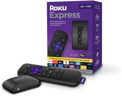 Roku Express - Streaming player Full HD. Transforma sua TV em Smart TV. Com controle remoto e cabo HDMI incluídos.