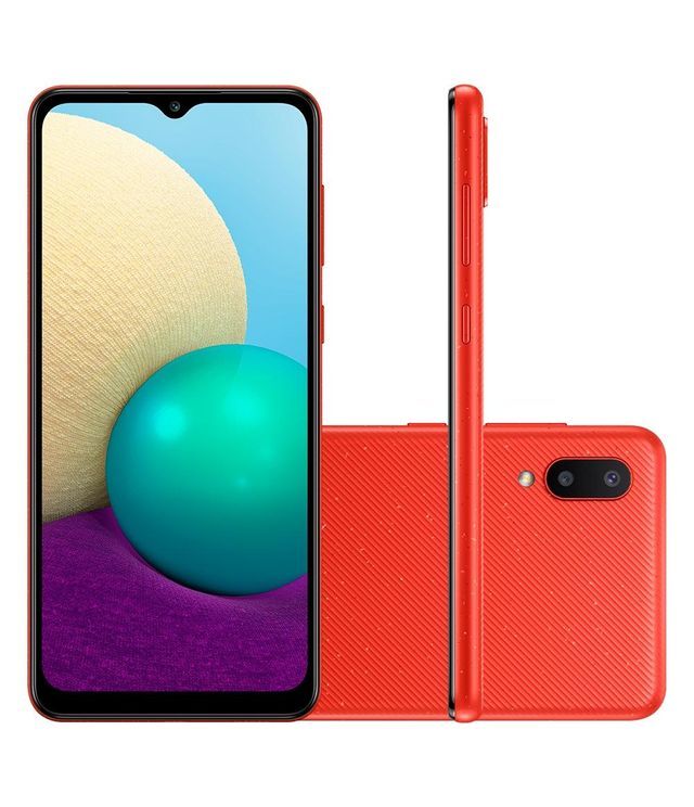 Smartphone Samsung Galaxy A02 32GB - Azul/Preto/Vermelho