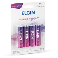 Pilha Recarregável Aaa-1000Mah Com 4 Pilhas - Elgin