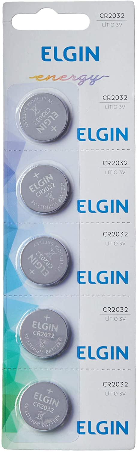 Elgin CR2032, Bateria de Litio 3V, Blister com 5 Baterias