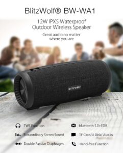 Caixa de Som Blitzwolf BW-WA1 12W Sem Fio Bluetooth 5.0 Alto-Falante Duplo