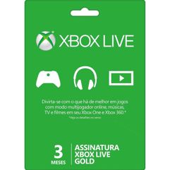 Gift_Card Xbox Live Gold - 3 Meses - Cartão Físico