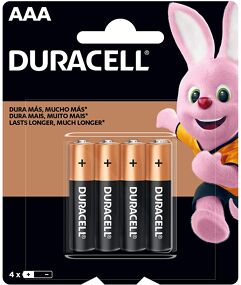 Pilhas_Alcalina AAA Palito DURACELL com 4 unidades