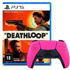 Kit_Controle Sony PS5 DualSense Rosa + Deathloop PS5