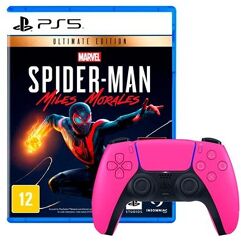 Kit_Controle Sony PS5 DualSense Rosa + Marvel´s Spider-Man: Miles Morales Edição Ultimate PS5