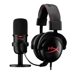Kit_Streamer HyperX Headset Cloud Core + Microfone Condensador - PC e PS4