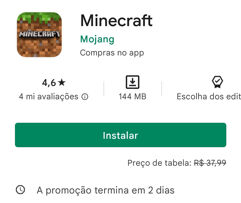 Minecraft_de graça para celular na Play Store