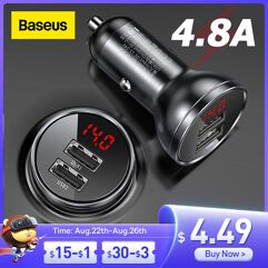 [Primeira Compra] Carregador Veicular Duplo 4.8A 24W Baseus