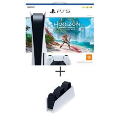 Console PS5 com controle + Horizon Forbidden West + Base de Carregamento para Controles