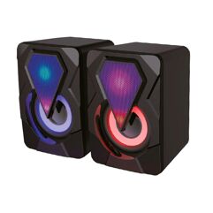Caixa de Som Gamer X-Cell , LED RGB, 10W, USB, P2, Preto e Azul XC-CM-17
