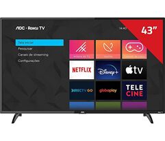 Smart TV LED 43" Full HD AOC ROKU TV FHD Wi-Fi, 3 HDMI, 1 USB, Wifi, Conversor Digital 43S5195/78G