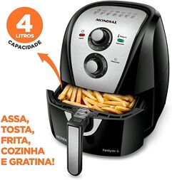 Fritadeira a Ar Mondial Family Inox Black 4L 1500W AFN-40-BI