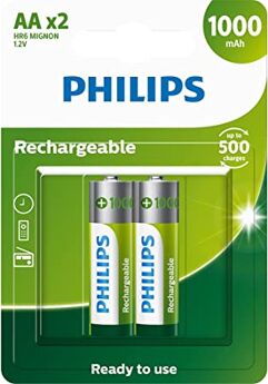 Pilha recarregável PHILIPS AA 1.2V 1.000mAh R6B2RTU10/59