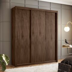 Guarda-Roupa Urucum 3 Portas Correr 4 Gavetas Amêndoa