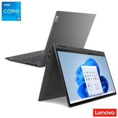 Notebook 2 em 1 Lenovo Intel Core i5 1135G7 8GB 256GB SSD Placa Vídeo Intel Iris Xe IdeaPad Flex 5i 82LT0