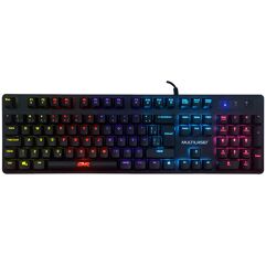 Teclado Gamer Mecânico Multilaser GK-500 LED Rainbow Switch Blue ABNT2 Black TC257