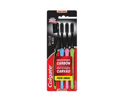 Kit Escova de Dente Colgate Slim Soft Black com 4 unidades