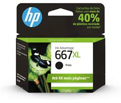 Cartucho HP 667XL Preto Original (3YM81AB) Para HP Deskjet 2376, 2776, 6476, 5076, 5276