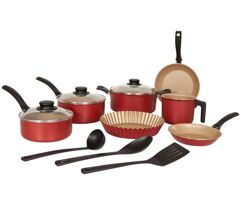 Jogo de Panelas Tramontina Antiaderente de Alumínio Vermelho 10 Peças Turim