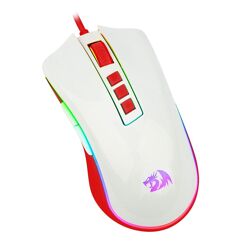 Mouse Gamer Redragon Cobra RGB 12400DPI 8 Botões Branco e Vermelho M711C