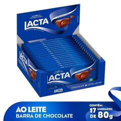 Chocolate Lacta ao Leite 80g Embalagem com 17 Unidades