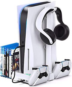 Base para Console Playstation 5, Jogos e Headset + Suporte Carregador Dualsense