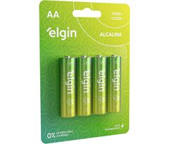 Pilha Alcalina AA Elgin com 4 unidades Comum