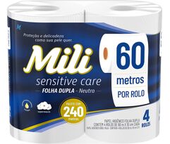 Mili, Papel Higiênico Folha Dupla 4 Rolos 60 Metros