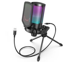 Microfone Fifine Gamer RGB com Filtro e Tripé USB
