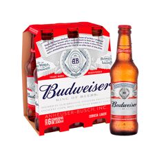 Cerveja Budweiser American Larger Long Neck 330ml 6 unidades