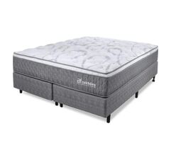 Cama Box Queen Colchão Smart Spring Mola Ensacada Pillow Top de Espuma Viscoelástico 158x198x61cm BF Colchões