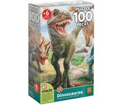 Quebra-Cabeças 100 peças Dinossauros Grow