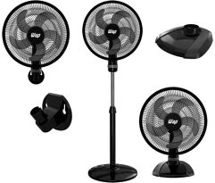 Ventilador de Coluna, Parede e Mesa WAP Rajada TURBO W130 3 em1 Preto 130W 50CM 220V