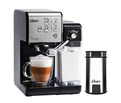 Kit Cafeteira PrimaLatte Black + Moedor de Café Oster Inox – OMDR100
