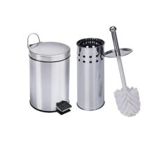 Kit Lixeira Aço Inox 3L + 1 escova Sanitária Travel Max Healer