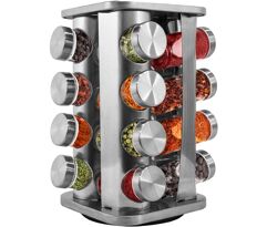 Porta Temperos Condimentos 16 Potes Giratorio Quadrado Inox MM House