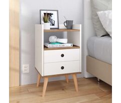 Mesa De Cabeceira Quarto Dream 2 Gavetas com Pés Estilo Retrô