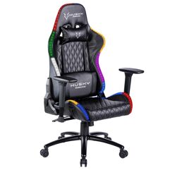 Cadeira Gamer Husky Gaming Blizzard RGB, Preto, Luz RGB, Com Almofadas, Reclinável HBL-RGB