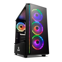 Gabinete Gamer Redragon Grapple, Mid Tower, RGB, Lateral em Vidro, Preto GC-607BK