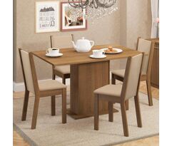 Conjunto Sala de Jantar Madesa Talita Mesa Tampo de Madeira com 4 Cadeiras