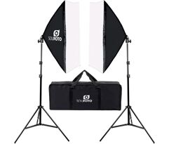 Kit de Iluminação Duplo com Softbox 50x70cm, Tripé de 2m e Bolsa Transporte Sou Foto para Estúdio Fotográfico