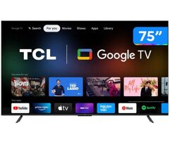 Smart TV LED 75" 4K TCL 75P735 Google TV, HDR, Dolby Vision Atmos, ALLM, WiFi Dual Band, Bluetooth Integrado, Comando de Voz à Distância