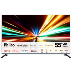 Smart TV QLED 55" 4K Philco Android TV Dolby Vision/Audio Comando de Voz PTV55M82AGCIBBL