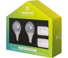 Kit Casa Eficiente Positivo com Smart Lâmpada e Smart Plug Wi-Fi Bivolt com Google e Alexa 4 Unidades