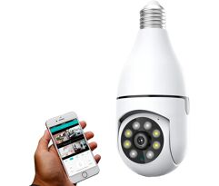 Camera Lâmpada Wifi Ip Giratória 360 1080P com Visão Noturna Pet