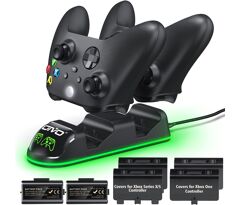 Estação de carregamento de controles Xbox com 2 pacotes de baterias recarregáveis de 1300 mAh para Xbox Series X/S/One/Elite/Core Controller