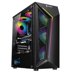 Gabinete Gamer Hayom GB1713, Mid Tower, LED RGB, ATX, Lateral em Vidro Temperado, 4x Cooler Fan RGB, Preto GB.17.10.13