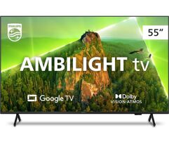 Smart TV Philips Ambilight 55" 4K Google TV Comando de Voz Dolby Vision/Atmos VRR/ALLM 55PUG7908/78