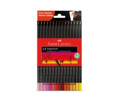 Ecolápis de Cor Supersoft Faber-Castell 15 cores tons quentes Multicor 120715SOFTCQ
